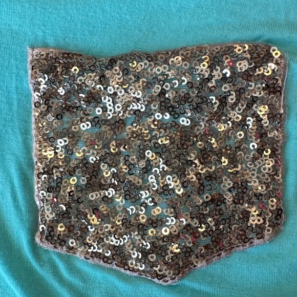 Attracted To You Sequin Pocket Top- Aqua NWOT - Picture 11 of 12